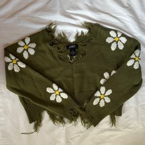 Daisy Distressed Crop Sweater